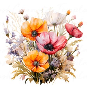 14 Impressão floral em aquarela, arte de parede botânica, decoração moderna para casa, download digital de flores, ilustração da natureza, decoração de escritório
