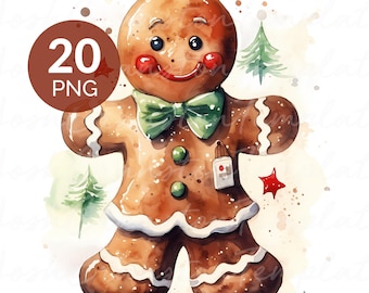 Lebkuchen Aquarell Clipart: Weihnachten Junk Journal PNGs (Digitaler Download)