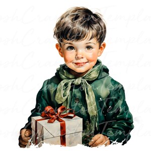 10 illustrazioni di un ragazzo di Natale, download digitale, arte murale per bambini, stampa per le vacanze invernali, decorazioni per la casa festive, decorazioni per la cameretta dei bambini