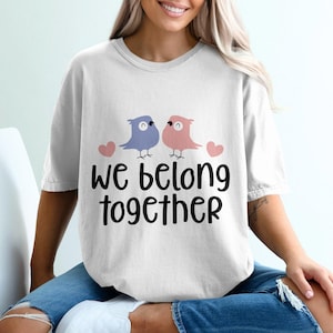 Arte stampabile di simpatici uccelli innamorati, citazione We Belong Together, decorazione da parete romantica, coppia di uccelli carini, stampa artistica digitale da scaricare