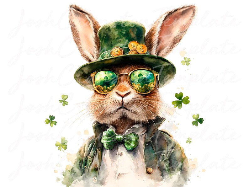10 St. Patricks Day Bunny Clipart, Cute Bunny Art, Leprechaun Rabbit ...