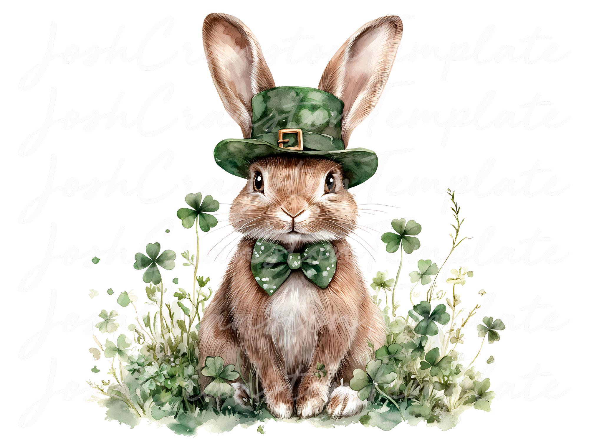 10 St. Patricks Day Bunny Clipart, Cute Bunny Art, Leprechaun Rabbit ...