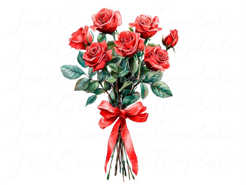 12 Red Roses Bouquet Digital Print, Valentines Day Decor, Romantic Wall ...