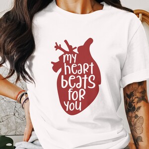 My Heart Beats For You digitaal ontwerp, Valentijnsdag digitale download, Heartbeat Art, liefdescitaat afdrukbaar, Valentijnsdag kunst