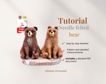 bear PDF tutorial - needle felting / needle felt pattern / Learn to Needle Felt a bear / instant download / PDF / bear in needle felt