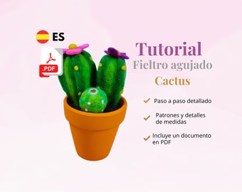 Cactus PDF tutorial - needle felting / instant download / PDF tutorial / cactus / needle felted cactus / needlepoint fleece tutorial