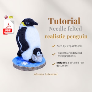 May include: A needle felted penguin tutorial with a detailed PDF document. The tutorial includes step-by-step instructions, patterns, and measurements for creating a realistic penguin.