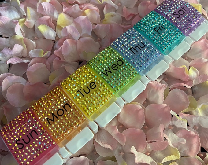 Blinged Bedazzled Pill Box 7 Day Pill Organizer - Etsy