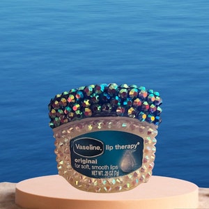 Bling Mini Vaseline Lip Therapy bedazzled with rhinestones original 0.25 oz