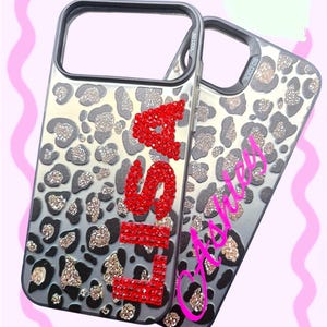 Personalized Cheetah Print iPhone Case, Custom Name Phone Case, Leopard Print Case, Custom Phone Cover, Gift for Her
