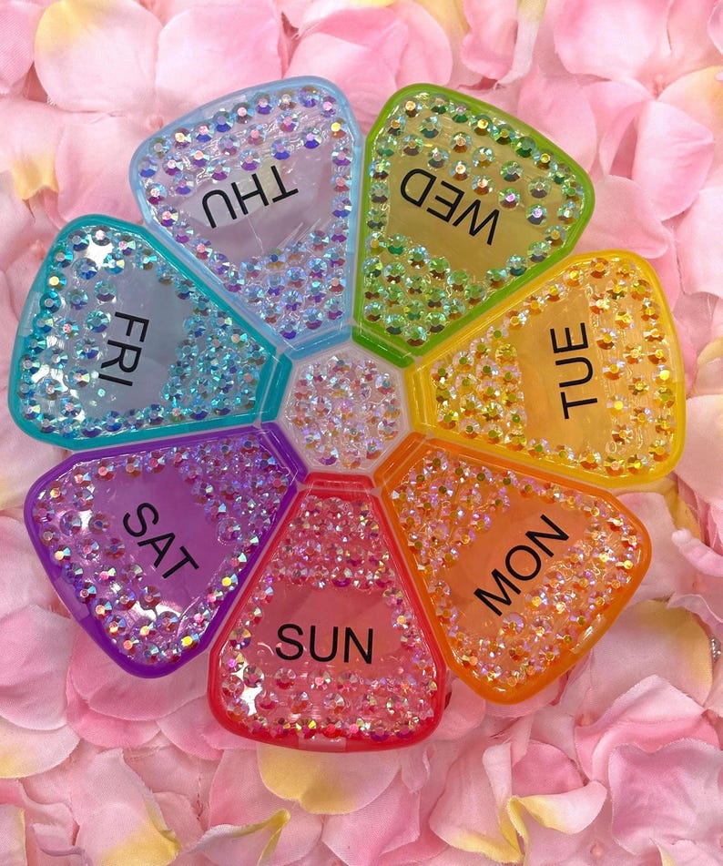 Blinged and Bedazzled Pill Box 7 Day Pill Organizer image 1