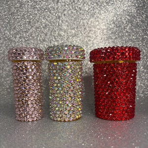 Pill Medicine Bottles containers  blinged and bedazzled with  sparkly rhinestones gifts for friends  grandparents girlfriends parents .