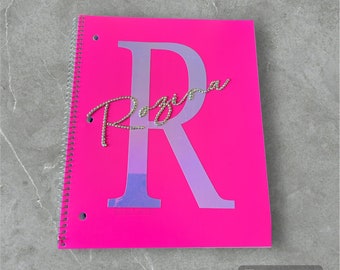 Personalisiertes Monogramm Notizbuch: Strass Name, Benutzerdefinierte Initiale