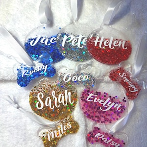 Personalized Glitter Christmas Ornament: Acrylic Gift Tag, Home Decor