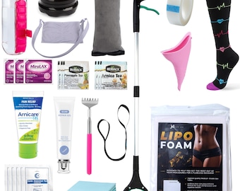 Mommy Makeover Post Surgery Supplies with Tummy Tuck Recovery After Care Must Haves – Complete 31 Piece Kit