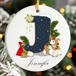 Personalized Initial Christmas Ornament: Custom Name, Ceramic or Acrylic