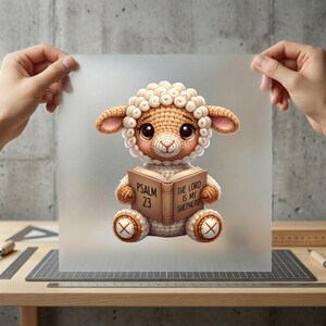 Cute Lamb Reading Psalm 23 DTF Transfer Ready to Press, Christian Heat Transfer for DIY Shirts, High Quality DTF Print