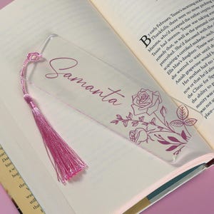 Personalized Birth Flower Bookmark, Custom Name Bookmark, Flower Name Bookmark, Mother&#39;s Day Gift, Flowers Bookmark, Acrylic Bookmark
