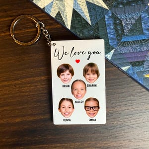 Custom Photo Dad Keychain, Father&#39;s Day Gift From Kids, Face Or Drawing Keychain, We Love You Dad Tag, Gift For Daddy Grandpa Papa