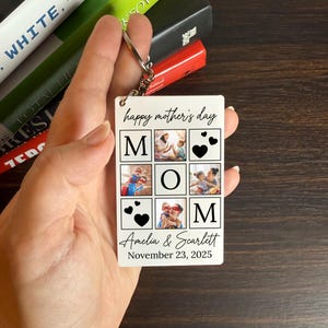 Custom Photo Mothers Day Keychain, Personalized Pictures Keychain, Mama Keychain, Mom&#39;s Birthday Gift, Keychain For Grandma, Gift for Her