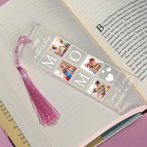 Custom Photos Mom Bookmark, Add your own 4 Photos, Personalized Pictures Bookmark, Photo Printed Bookends, Mother’s Day Gift Ideas