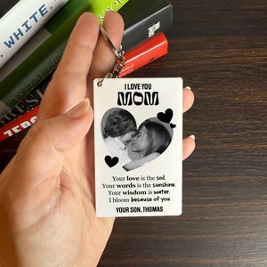 Custom Photo Mom Keychain, Mothers Day Keychain, Photo Mama Keychain, Mom&#39;s Birthday Gift, Keychain For Grandma, Gift From Daughter