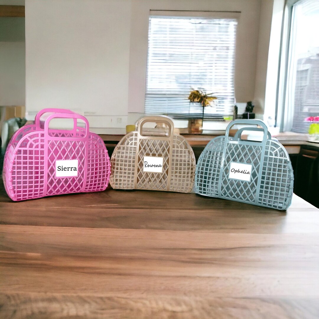 Personalized Jelly Bag, Beach Bag, Plastic Straw Clutch, Gift for Her ...