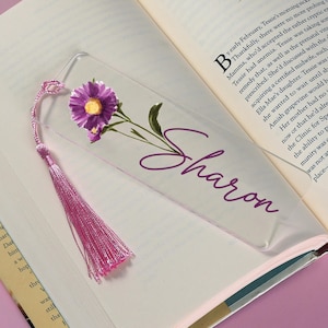 Colorful Custom Birthday Flower Bookmark, Personalized Name Bookmark, Custom Birth Flower Bookmark,  Personalized Bookish Gift, Gift for Her