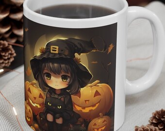 Cute Witch Girl Ceramic Coffee Mug, Halloween Gift