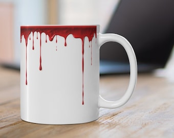 Blood Dripping Coffee Mug, Creepy Halloween Goth Drinkware
