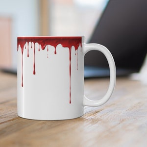 Blood Dripping Halloween Coffee Mug, Creepy Goth Drinkware, Perfect for Halloween Celebration, Great Horror Lover Gift