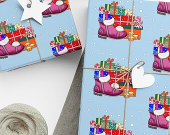Saint Nicholas Day Wrapping Paper: German Shoe with Treats Design