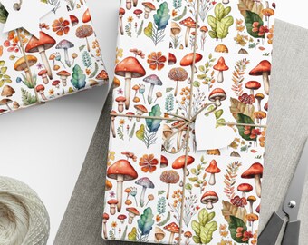Papel de regalo con diseño de hongos: Papel de regalo con diseño artístico de hongos