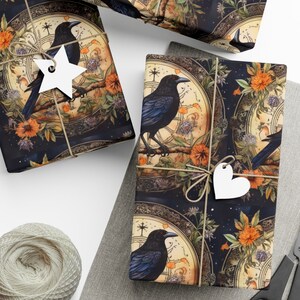 Witchy Crow Ephemera Gift Wrap Paper: Halloween Magic
