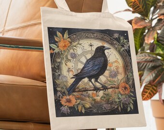 Bolso de mano Black Crow: diseño gótico con efímeras de brujas
