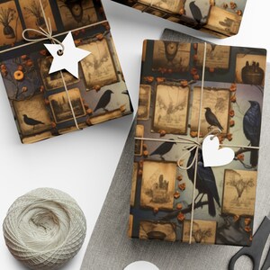 Crow & Witchy Ephemera Gift Wrapping Paper: Mystical Cottagecore