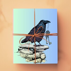 Enigmatic Raven Gift Wrap, Artistic Black Bird Themed Paper, Gothic Gift Wrap for Special Occasions