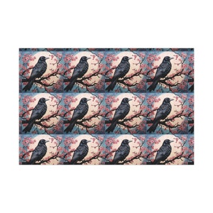 Crow and Cherry Blossom Wrapping Paper: Whimsical Gift Wrap image 2