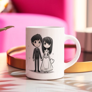 Bride and Groom Ceramic Coffee Mug 11oz, Bride and Groom Design
