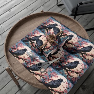 Crow and Cherry Blossom Wrapping Paper: Whimsical Gift Wrap image 3