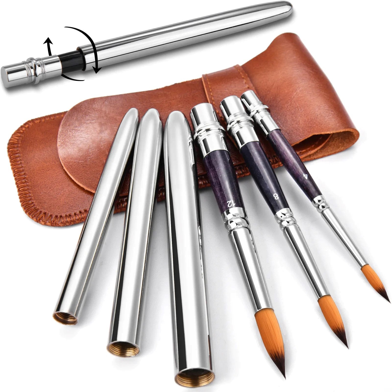 Black Velvet Silver Voyage 3100ST Brush Travel Compact Collapsible Foldable  Urban Sketching Watercolor Brush 