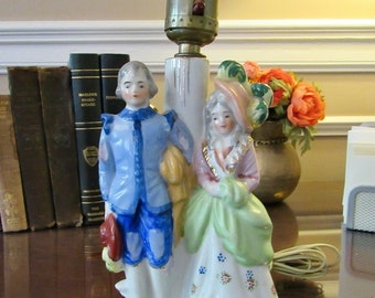 Vintage Ceramic Lamp Victorian Couple Design, Victorian Couple Lamp, Courting Couple, 1960's Ceramic Victorian Couple