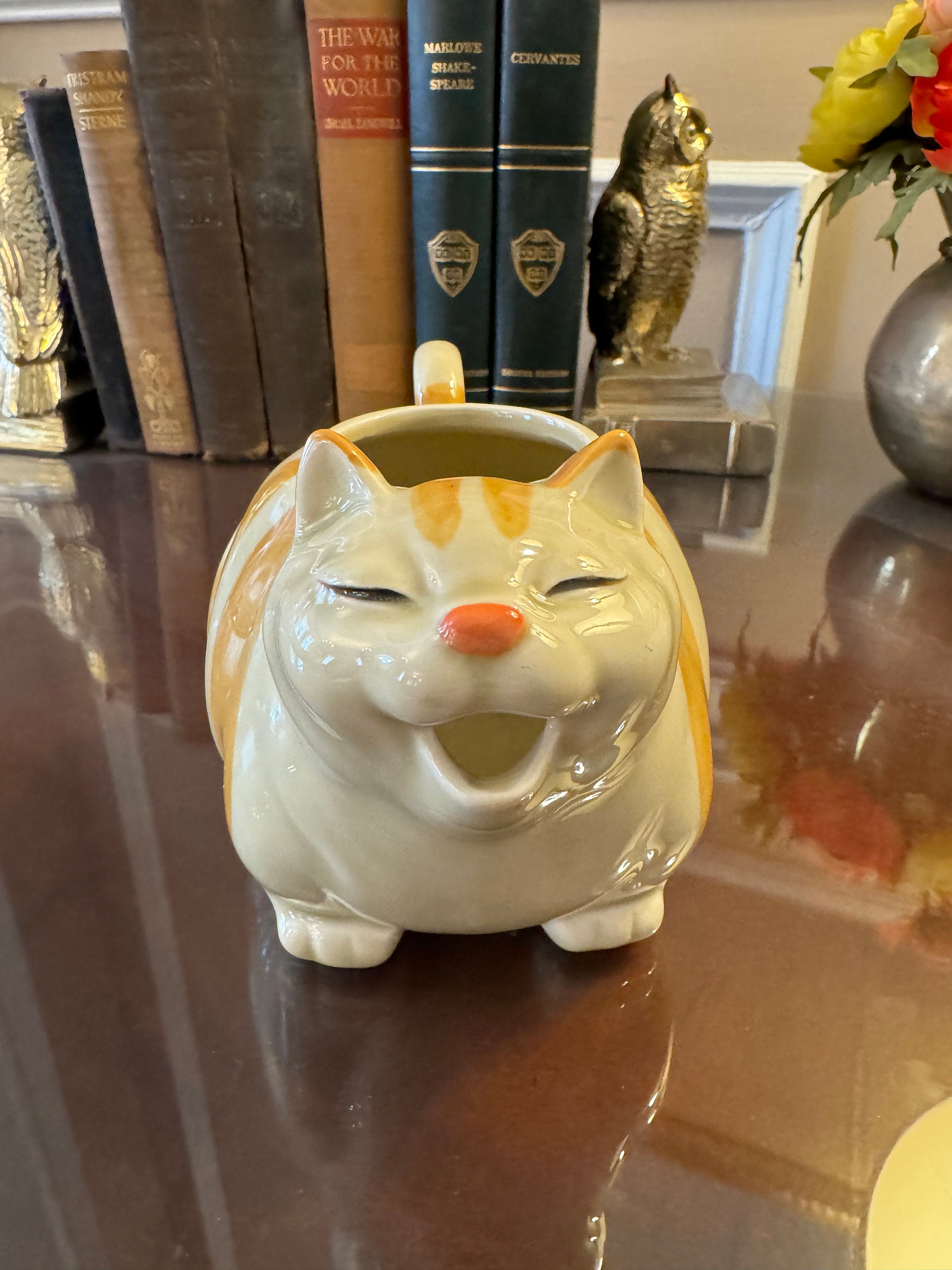 Japan Norcrest Orange Tabby Cat Teapot, Orange Cat Teapot, Striped