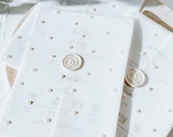 Wedding invitation with pearls, “Inci” invitation, luxury wedding invitation | Luxury Wedding Invitation with Pearls and white pearl wax seal