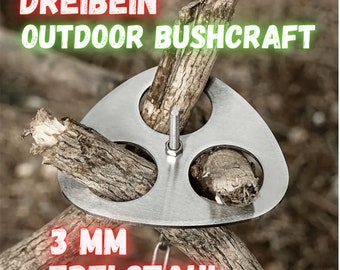 Edelstahl Dreibeinhalter für Äste Outdoor Bushcraft Camping Lagerfeuer Grill BBQ Survival