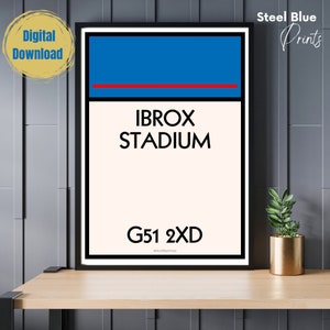 Rangers FC - Ibrox Stadium Poster Memorabilia | Wall Art | Monopoly Print | Stadium Poster | Gift | Instant Download | Gift | Present