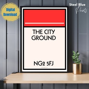 Nottingham Forest - City Ground Stadion Poster Erinnerungsstücke | Wandkunst | Monopoly Druck | Stadion Poster | Geschenk | Sofort Download