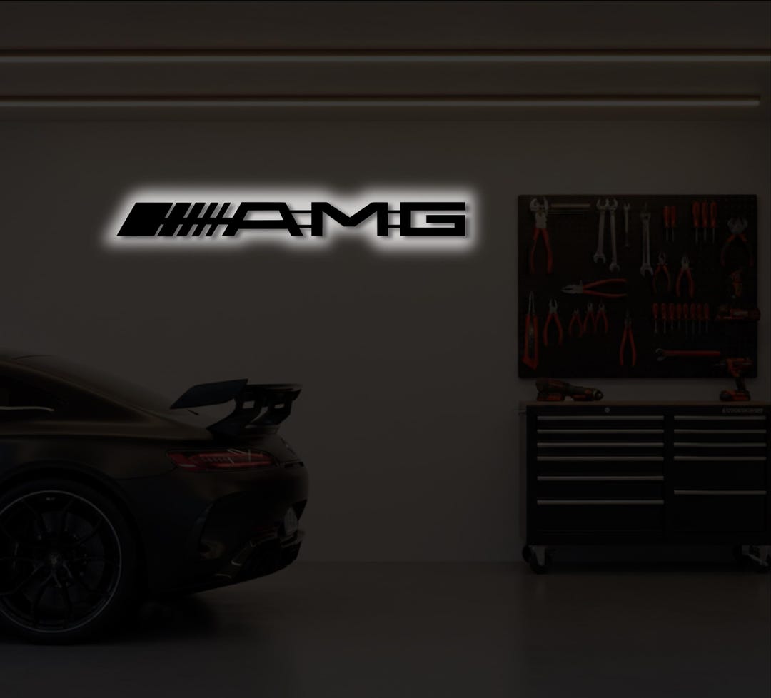 AMG LED Metal Wall Sign | Mercedes-amg Enthusiast Gift | Luxury Garage ...