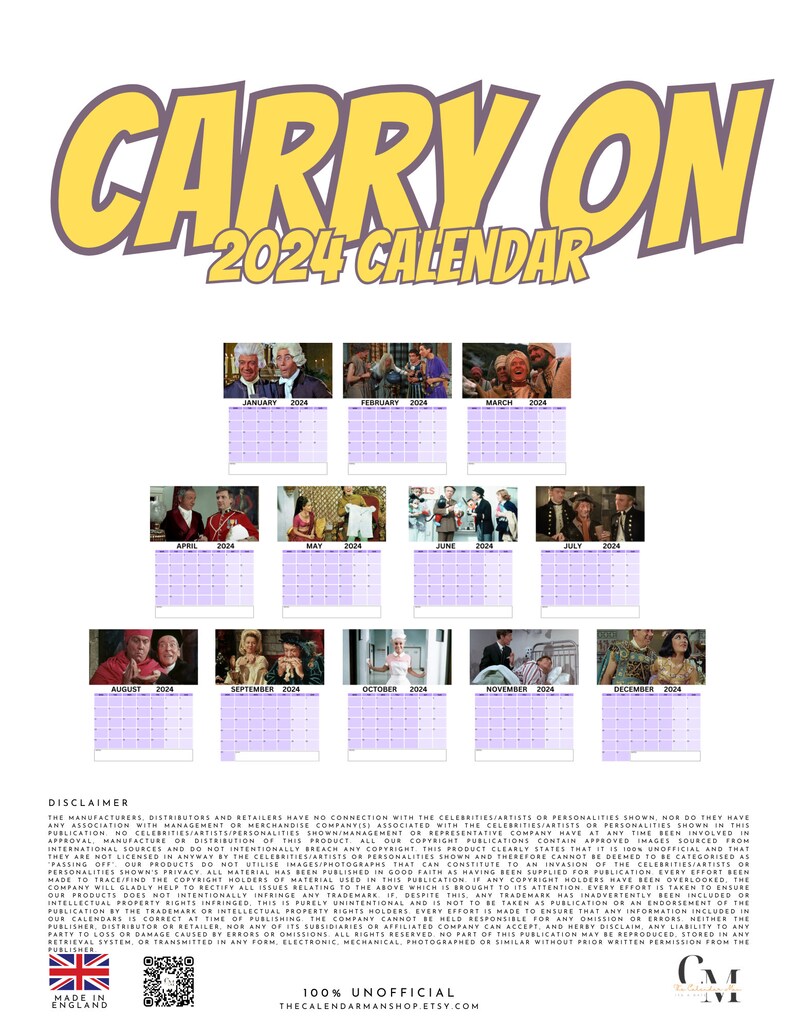 Carry on 2024 Calendar V2 digital Download Etsy Australia