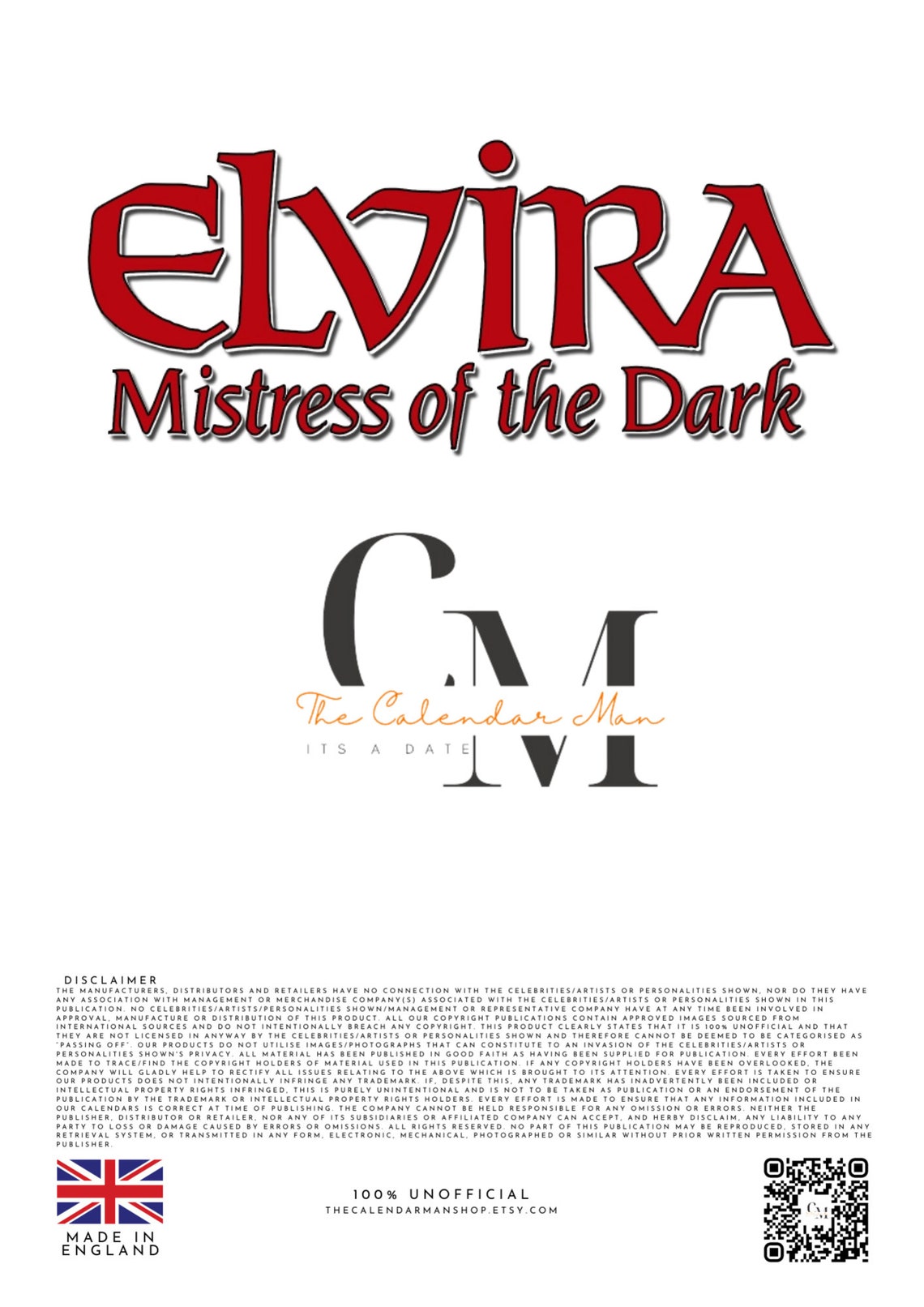 2025 Elvira A3 Size Wall Calendar Planner Etsy